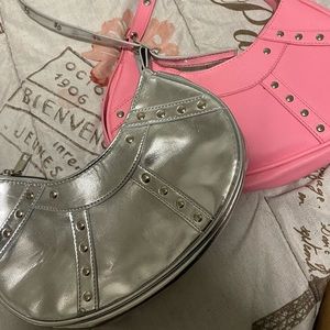 2pc pink and sliver y2k purse